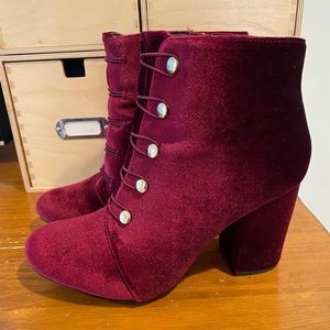 Size 7 burgundy booties. NWOT